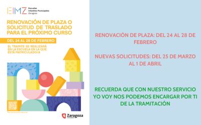 AYUNTAMIENTO DE ZARAGOZA: Escuelas Infantiles Municipales para renovación de Plaza o solicitud de traslado